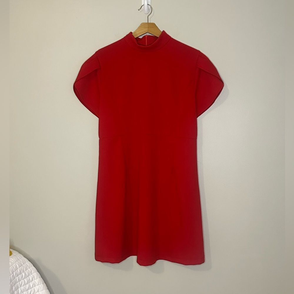 Red Mock Neck and Puff Sleeve Cocktail Dress size XL